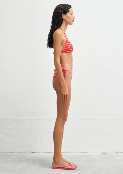 Balık Desenli Kırmızı Bikini Üstü 1913627-10076