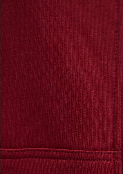 Mavi Logo Baskılı Kapüşonlu Fermuarlı Bordo Sweatshirt 1S10178-85493