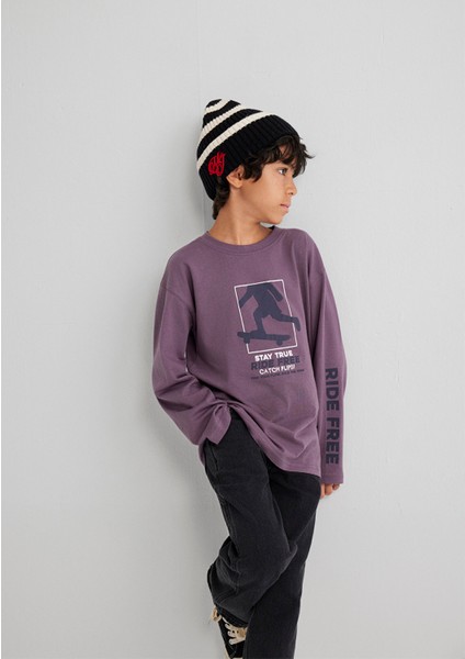 Baskılı Mor Tişört 6610366-70656