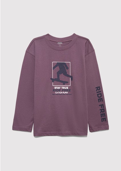 Baskılı Mor Tişört 6610366-70656