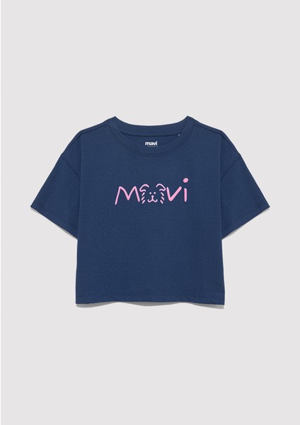 Mavi Köpek Baskılı Lacivert Tişört 7610363-87737