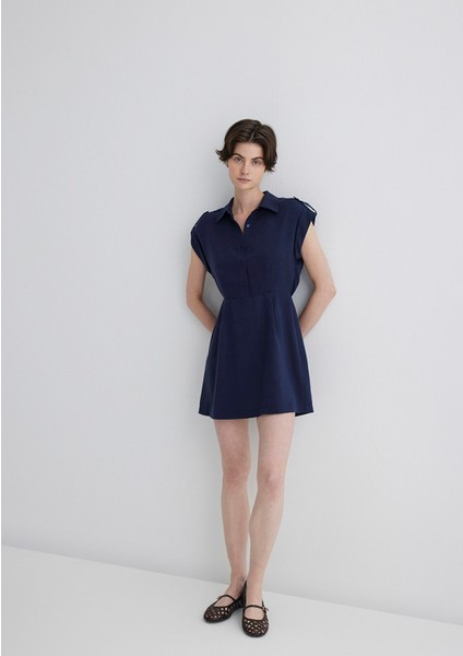 Lacivert Gömlek Elbise 1310758-70492