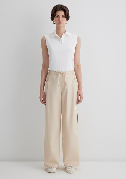 Beli Bağcıklı Bej Kargo Pantolon 1011078-70003