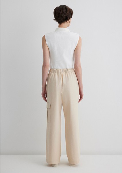 Beli Bağcıklı Bej Kargo Pantolon 1011078-70003