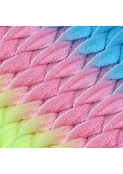 Afrika Örgülük Ombreli Sentetik Saç 100 Gr. - Açık Mavi / Pembe / Neon Sarı fiyatları