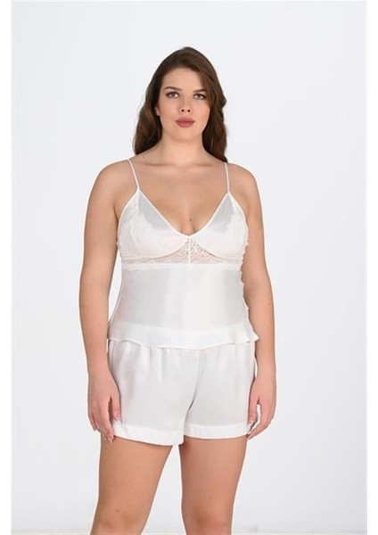 Arias Closet Büyük Beden Ekru Şort Takımı