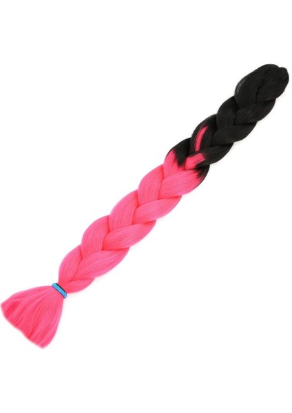 Afrika Örgülük Sentetik Ombreli Saç 100 Gr. - Siyah / Neon Pembe
