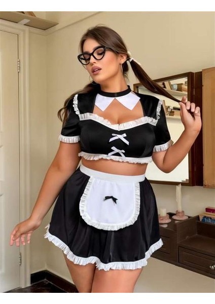 Arias Closet Büyük Beden Mini Etekli Büstiyerli Fantezi Hizmetçi Kostümü fiyatları
