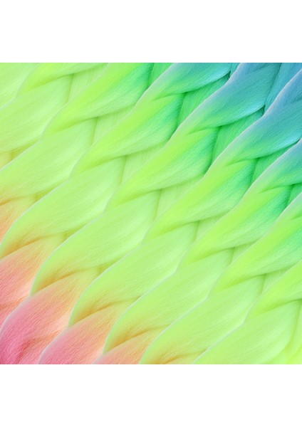Afrika Örgülük Ombreli Sentetik Saç 100 Gr. - Açık Mavi / Neon Sarı / Pembe fiyatları