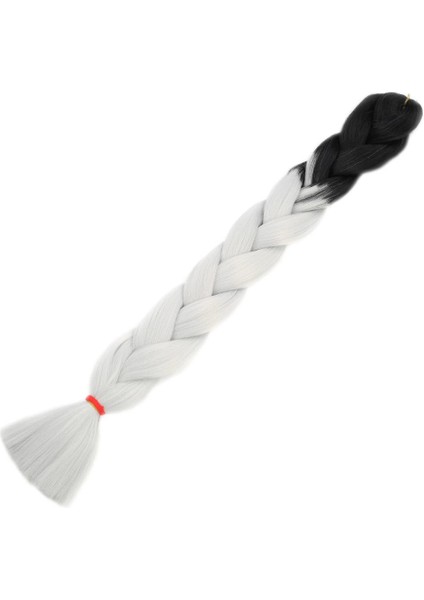 Afrika Örgülük Sentetik Ombreli Saç 100 Gr. - Siyah / Açık Gri