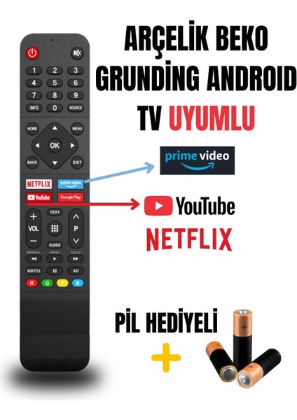 Arçelik Beko Grundig Android LCD Tv Uyumlu Kumanda