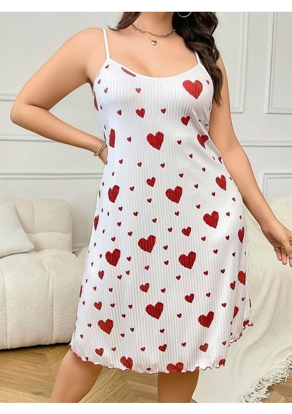 Arias Closet Büyük Beden Kalp Desen Pamuklu Ince Askılı Uzun Gecelik fiyatları