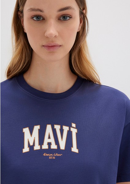 Mavi Logo Baskılı Lacivert Tişört 1613410-70498