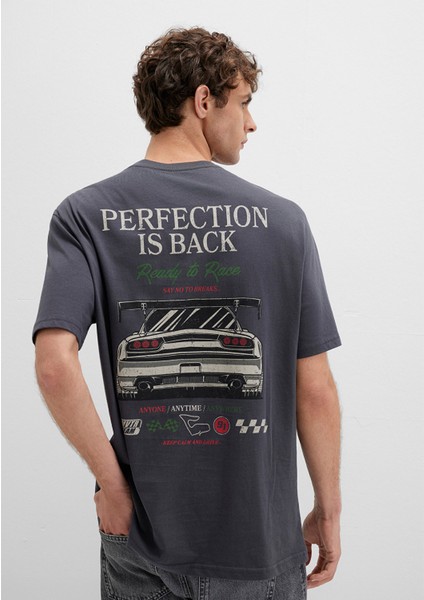 Baskılı Antrasit Tişört 0613031-80106