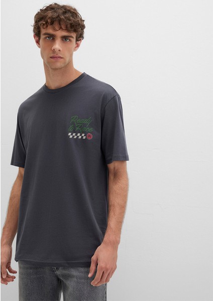 Baskılı Antrasit Tişört 0613031-80106