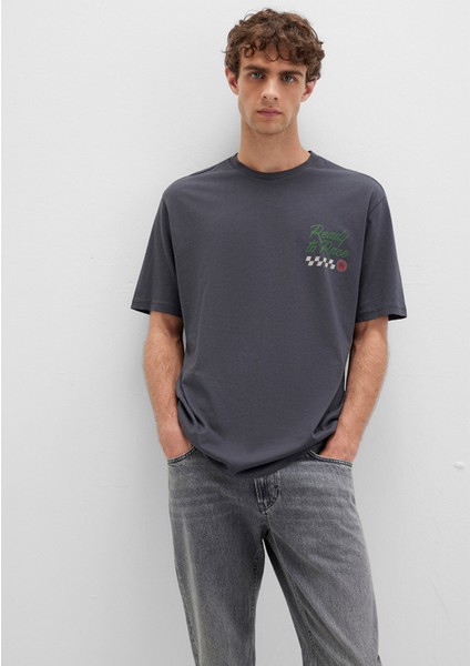 Baskılı Antrasit Tişört 0613031-80106