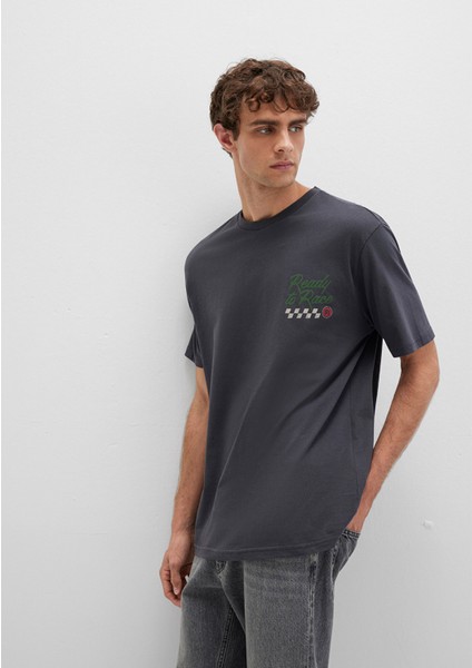 Baskılı Antrasit Tişört 0613031-80106