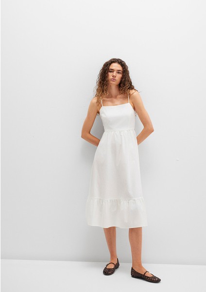 Sırt Detaylı Beyaz Elbise 1310804-70057