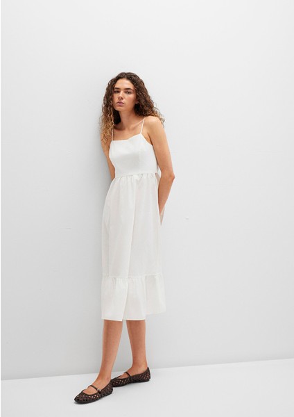 Sırt Detaylı Beyaz Elbise 1310804-70057