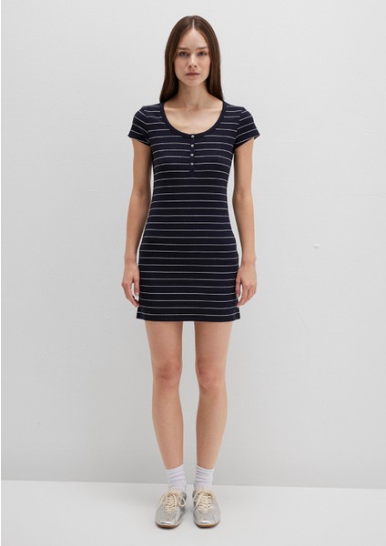 Çizgili Örme Elbise 1310774-91103