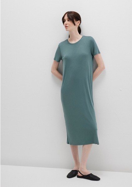 Tencel TM Modal Yeşil Midi Elbise 1310777-71917