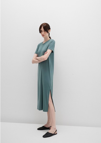 Tencel TM Modal Yeşil Midi Elbise 1310777-71917