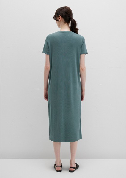 Tencel TM Modal Yeşil Midi Elbise 1310777-71917