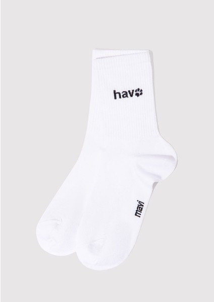 Hav Baskılı Beyaz Soket Çorap 1913653-620