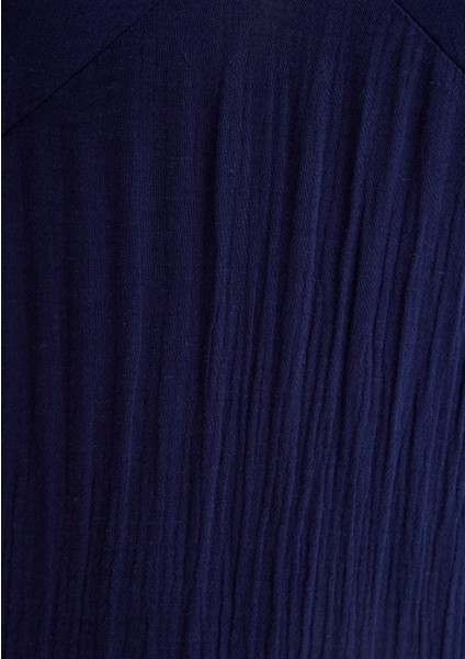 Keten Karışımlı Lacivert Elbise 1310797-70495