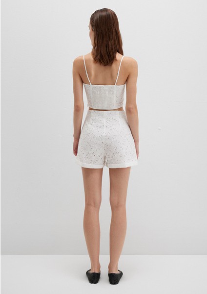 Fisto Işlemeli Beyaz Şort 1410236-70057