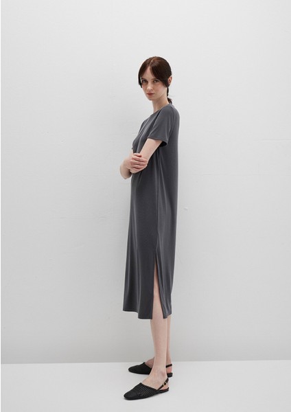 Tencel TM Modal Antrasit Midi Elbise 1310777-70095