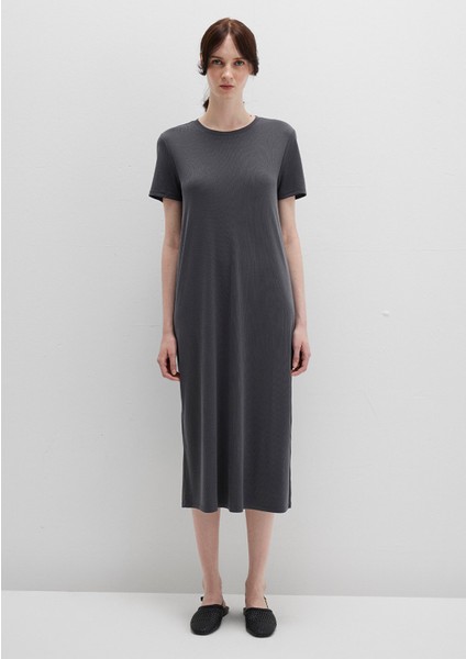 Tencel TM Modal Antrasit Midi Elbise 1310777-70095