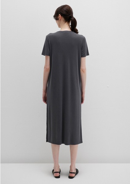 Tencel TM Modal Antrasit Midi Elbise 1310777-70095