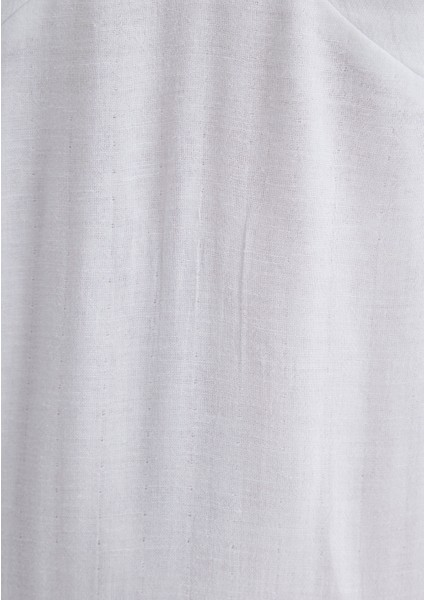 Keten Karışımlı Beyaz Elbise 1310797-620