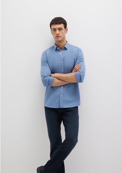 Tencel Tm Liyosel Karışımlı Mavi Gömlek 0211805-83767
