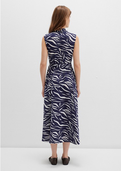 Baskılı Lacivert Uzun Elbise 1310766-91090