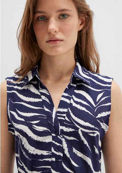 Baskılı Lacivert Uzun Elbise 1310766-91090