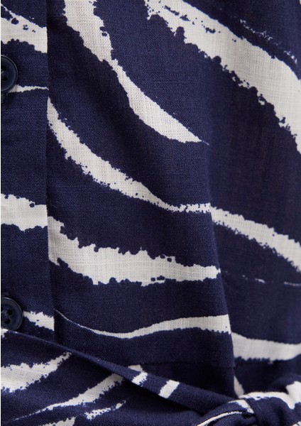 Baskılı Lacivert Uzun Elbise 1310766-91090