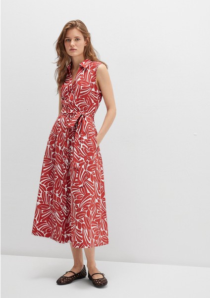 Baskılı Kırmızı Uzun Elbise 1310766-91314