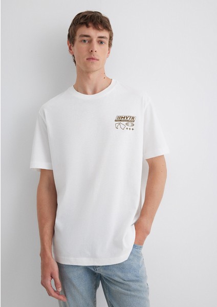 Baskılı Beyaz Tişört 0613032-70057