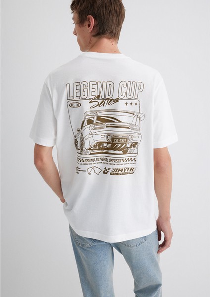 Baskılı Beyaz Tişört 0613032-70057