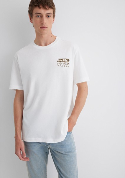 Baskılı Beyaz Tişört 0613032-70057