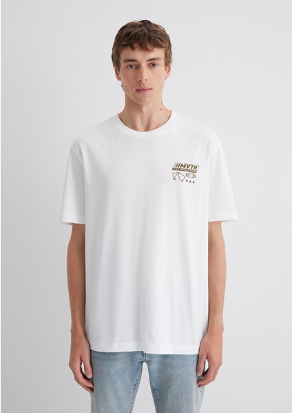 Baskılı Beyaz Tişört 0613032-70057