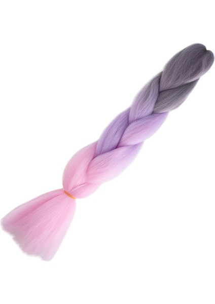 Afrika Örgülük Ombreli Sentetik Saç 100 Gr. - Soft Gri / Lila / Pembe