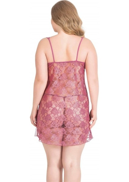 Arias Closet Büyük Beden Gül Kurusu Kısa Tül Gecelik fiyatları