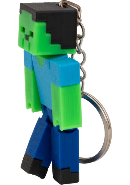 Flexilabcreative Minecraft Zombi Figürlü Pla Anahtarlık – 3D Baskı Oyuncak ve Koleksiyon Aksesuarı