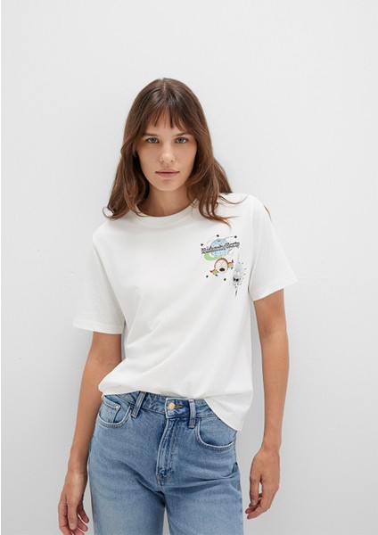 Rick And Morty Baskılı Ekru Tişört 1613675-70057