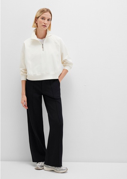 Yarı Fermuarlı Ekru Sweatshirt 1S10439-80194