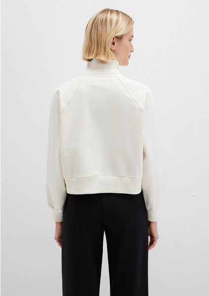 Yarı Fermuarlı Ekru Sweatshirt 1S10439-80194