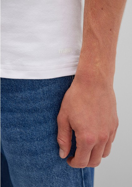 Stretch Beyaz Basic Tişört 061747-620